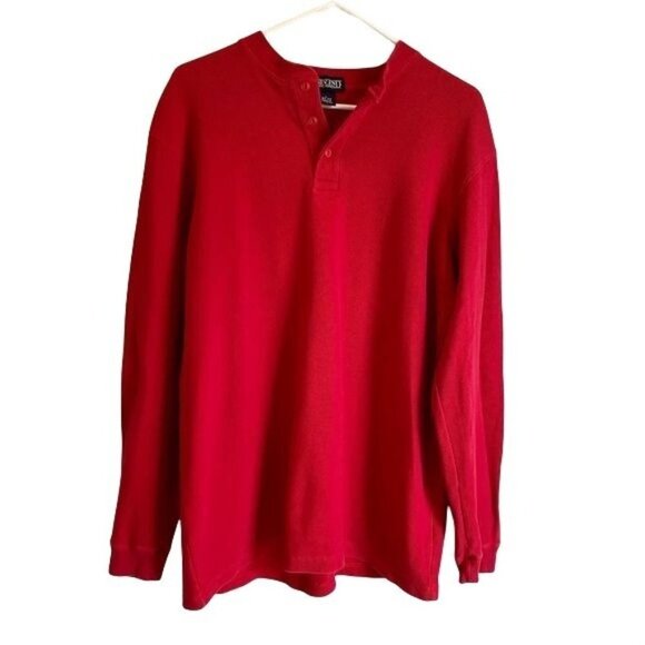 Lands End Red Long Sleeve Shirt  Mens Large 42-44 - Picture 1 of 7